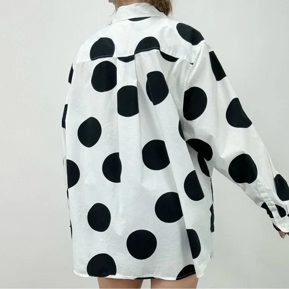 Lane Bryant Polka Dot Button Down Shirt - Picture 3 of 5